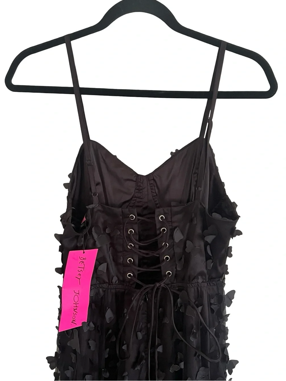 Betsey Johnson Black Butterfly Applique Maxi Dress NWT Large